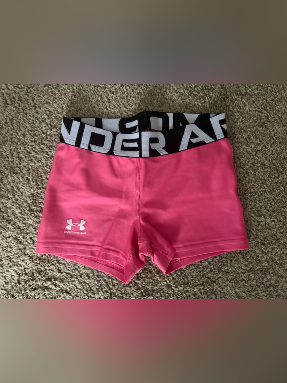 Under Armour Pink Girls' Performance Compression Shorts with Branded Waistband